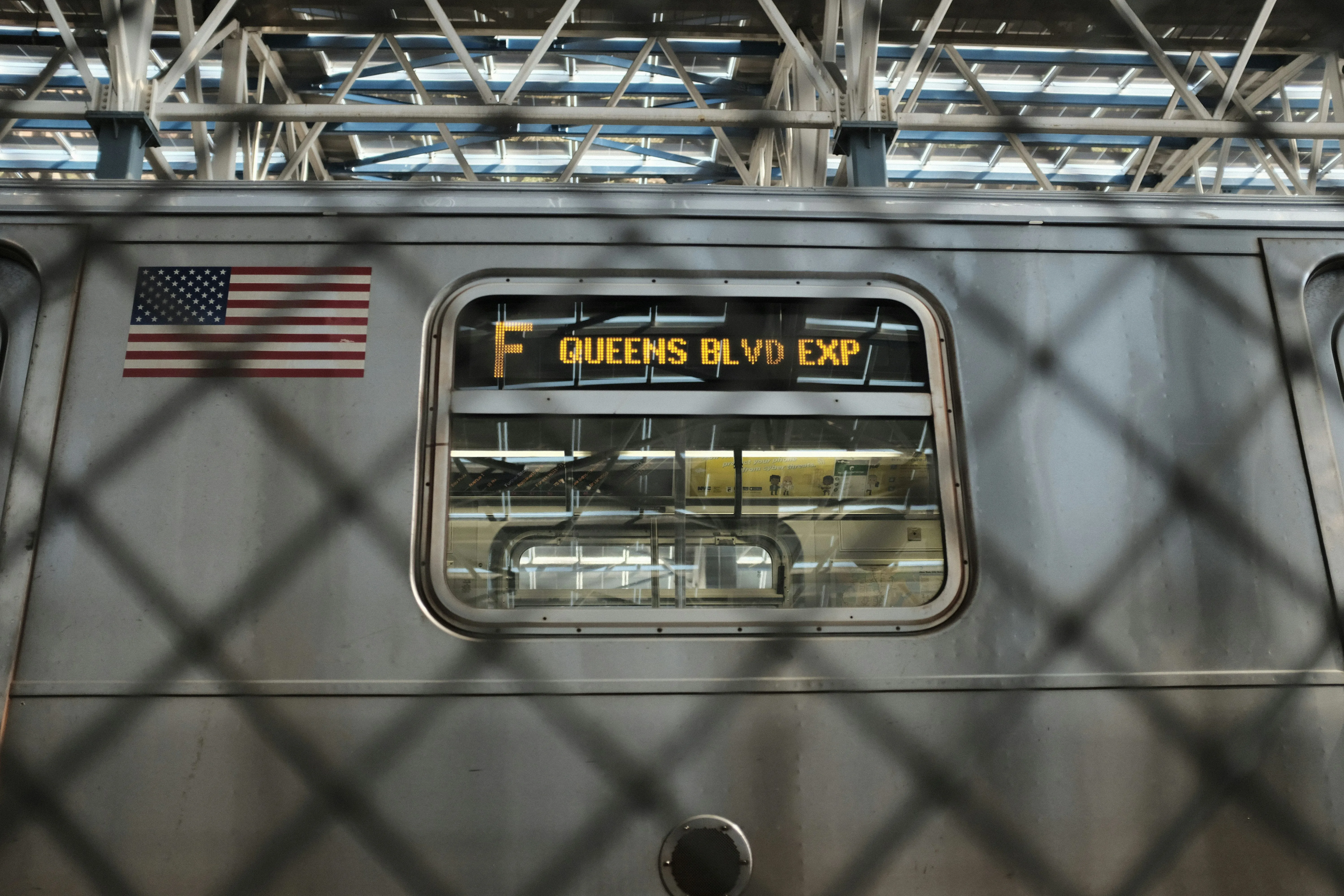 new york subway car, line F